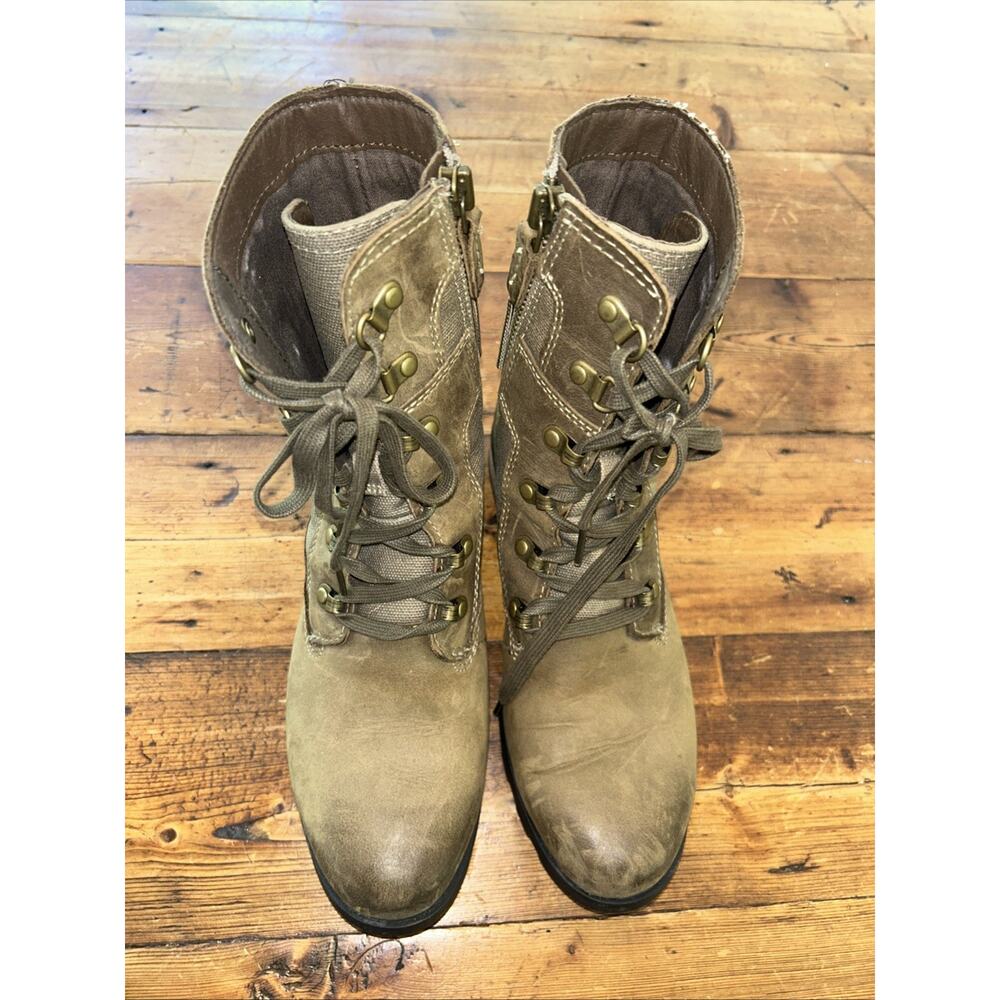 Sorel Boots Womens 7.5 Emelie Conquest Ankle Combat NL3042-245 Leather Zip